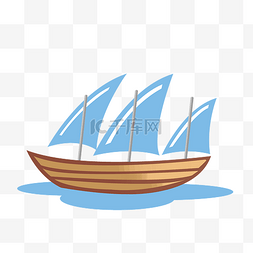 简约平面手绘木质帆船