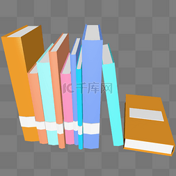 电商书本图片_C4D一堆竖着的彩色书籍