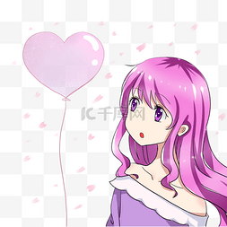 紫发美女图片_女生气球衣服