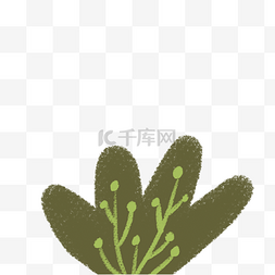 装饰植物卡通图片_卡通墨绿色的植物叶子免扣图