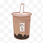 手绘奶茶插画