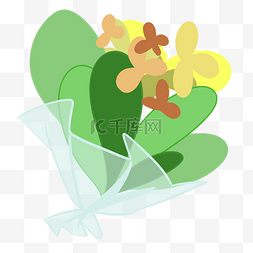 包装花束图片_绿色植物花朵花束元素
