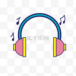 音乐符号耳机插画