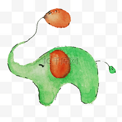 大象的耳朵图片_手绘玩气球的大象插画