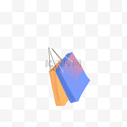 卡通蓝色和橙色的袋子免抠图