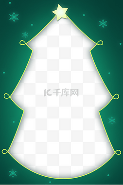 白色圣诞边框图片_手绘圣诞树剪纸边框