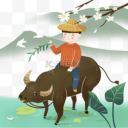 清明梨花图片_清明节水中骑牛的牧童免扣