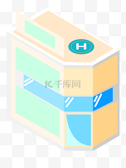 立体扁平化建筑图片_2.5D楼房建筑插画