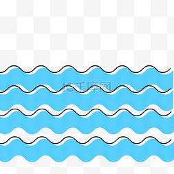 大海波浪手绘图片_蓝色手绘通用波浪线装饰