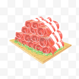 粉皮炖羊肉图片_年货羊肉卷手绘插画