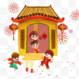 小清新狮子图片_卡通手绘春节喜庆人物