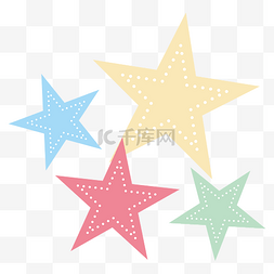 彩色五角星装饰图片_中国风手绘彩色五星