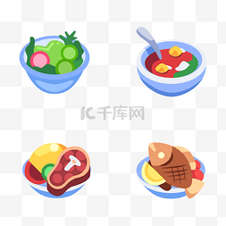 轻食沙拉插画图片_手绘日常食物插画