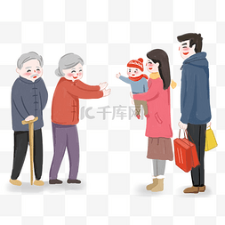 春节年俗图片_回娘家习俗手绘插画年俗正月大年