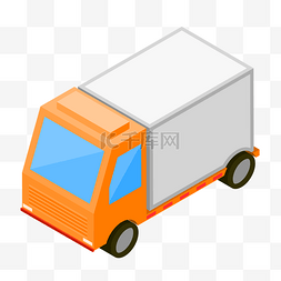 装货卸货图片_橙色集装箱车插画