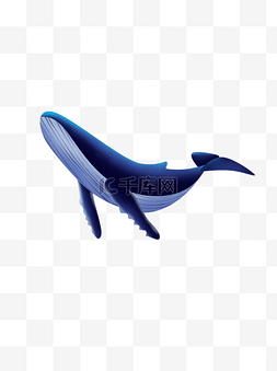 一只蓝色的鲸鱼卡通元素