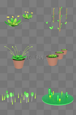 3d绿植图片_C4D立体绿植花草装饰素材合集