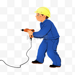 职工图片_劳动节拿着电钻的维修工人