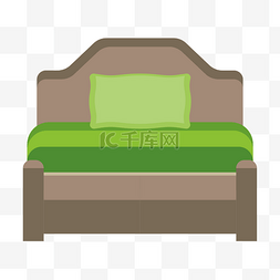 生活习惯图片_卡通手绘床撞色高档大床绿色