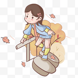 秋季旅行小女孩插画