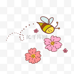 蜜蜂和花朵图片_卡通植物和蜜蜂矢量图