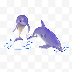 手绘卡通紫色鲸鱼