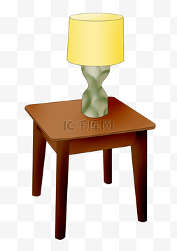 黄色的台灯和桌子