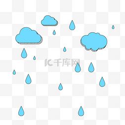 下雨雨滴图片_蓝色卡通云朵