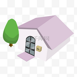 家居建筑装饰元素图片_2.5D建筑紫色房屋