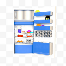 冰柜图片_C4D立体免抠冰箱