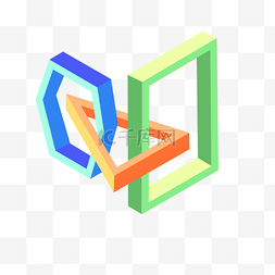 不规则彩色几何图片_穿插的立体几何图标