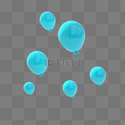 3D蓝色卡通悬浮气球卡通立体C4D电
