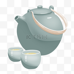 精美茶壶手绘插画