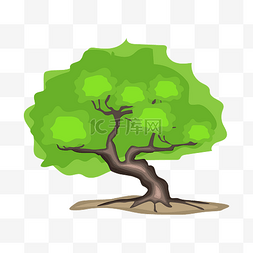 手绘卡通大树绿色