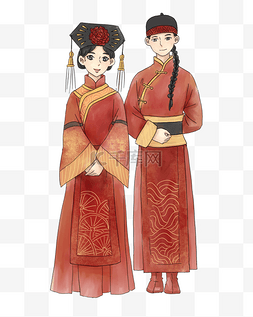 古装婚纱照礼服插画