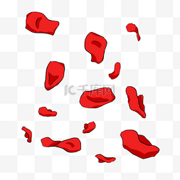 红色花瓣漂浮插画