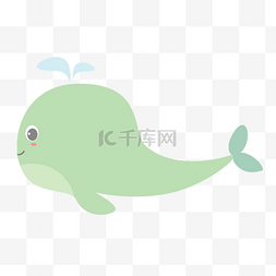 绿色卡通海底鲸鱼