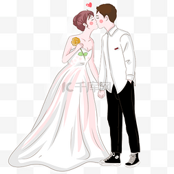 婚礼新郎新娘接吻插画