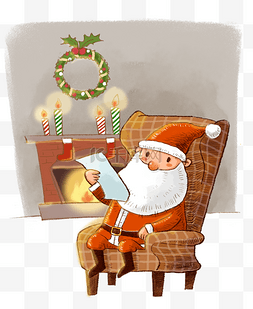 吊沙发图片_圣诞节壁炉和圣诞老人PNG素材