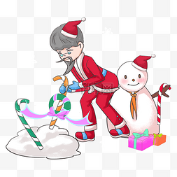 小朋友圣诞素材图片_圣诞节圣诞老人雪人手绘