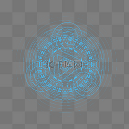 魔法阵图片_蓝色圆环魔法符号PSD透明底
