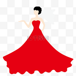 喜庆穿红色婚纱新娘 