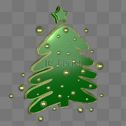 c圣诞球图片_C4D绿色圣诞节装饰圣诞树