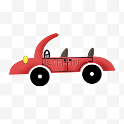 小汽车轿车图片_卡通红色敞篷车插画
