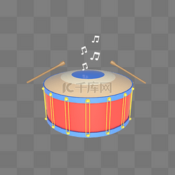 卡通小装饰海报图片_C4D立体卡通小清新鼓敲鼓打鼓