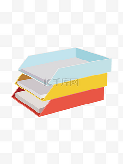 办公文件资料图片_2.5d办公用品彩色扁平桌面收纳文