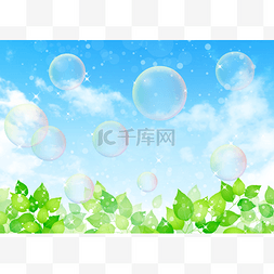 蓝天蓝天白云图片_通用节日绿色卡通风活动促销春天