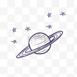 紫色星星土星卡通元素