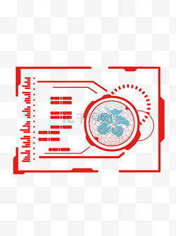 手绘科技风图片_简约红色科技风手绘科幻花可商用