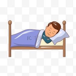 单人床床卡通图片_卡通睡眠日人物插画